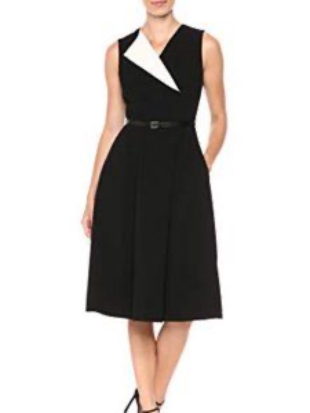 Calvin Klein V-Neck Sleeveless Sheath Dress.